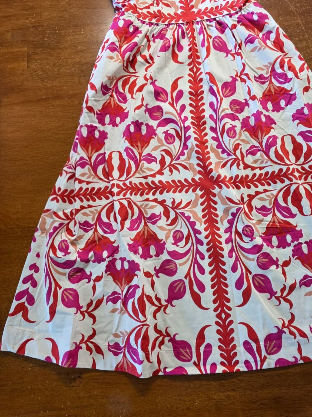 Boden Fit and Flare Maxi-Midi Hybrid Red and Purple Symmetrical Floral 10R - Picture 10 of 13